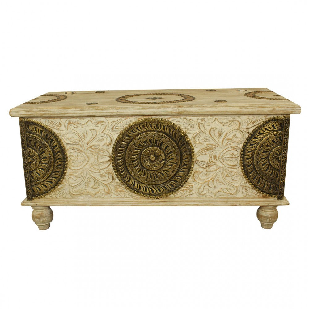 Distressed White Pitara Treasure Box