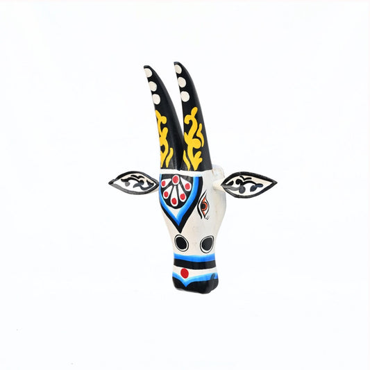 Hand Painted Wooden Cow Face In White/Black