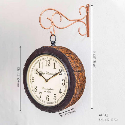 Railway Clock - Coconut Shell Top Dia 12 Inches