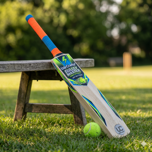 UdrCrafts® Gulley Master Cricket Bat – Lightweight Wooden Bat for Soft Tennis Ball, Ideal for Gully & Box Cricket with Anti-Slip Grip (Full Size)