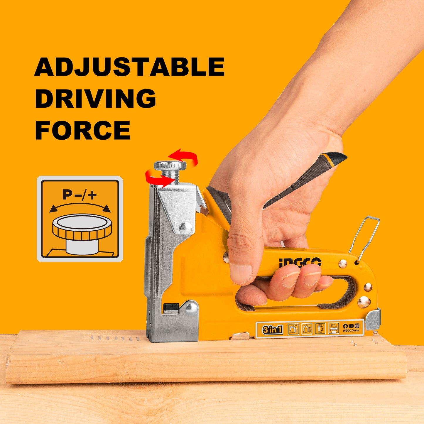 INGCO Stapler, 3 in 1 Nail Gun with 600 Staples, for Wood, Furniture