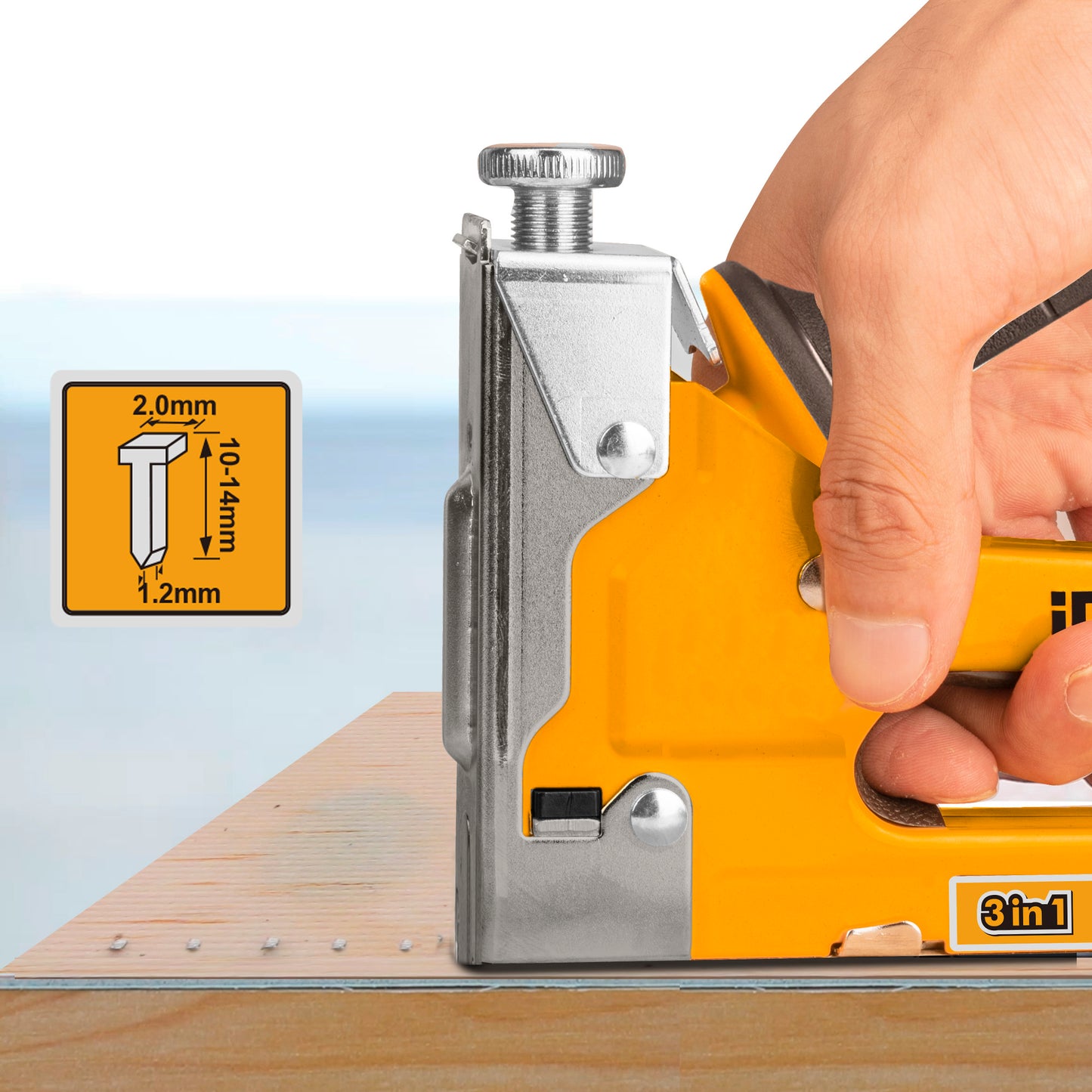 INGCO Stapler, 3 in 1 Nail Gun with 600 Staples, for Wood, Furniture
