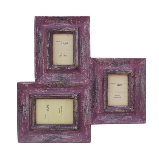 Wooden Family (3) Photo Frame- Distressed