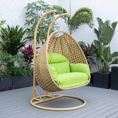 UdrCrafts® Cane Scutari Double Seater Hanging Swing With Stand For Balcony , Garden Swing (Honey)