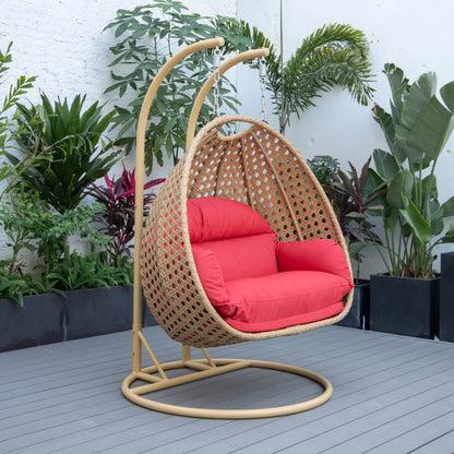 UdrCrafts® Cane Scutari Double Seater Hanging Swing With Stand For Balcony , Garden Swing (Honey)