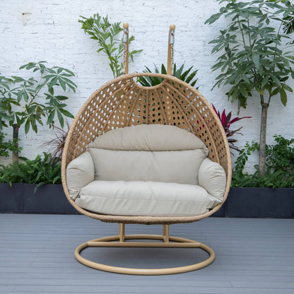 UdrCrafts® Cane Scutari Double Seater Hanging Swing With Stand For Balcony , Garden Swing (Honey)