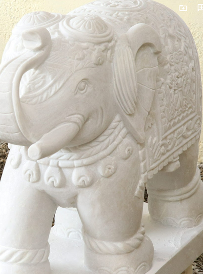 White Stone Elephant Pair