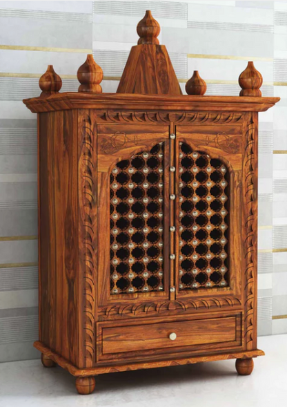 Udaipur Handicrafts Brass Solid Sheesham Wood Mandir