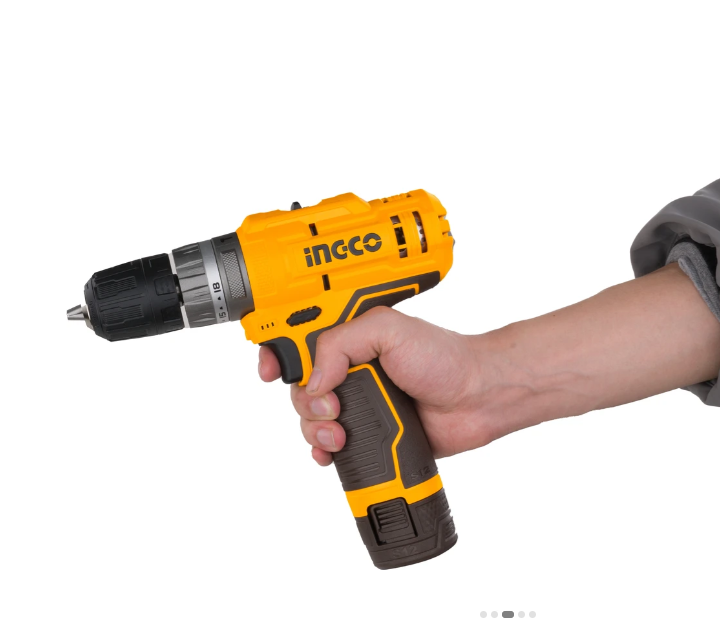 INGCO 12V Cordless Impact Drill with 2 PCS Battery, Dril bits, 20NM | 1500 RPM | 22500 BPM | 0.8-10mm | 18+1+1 Torque CIDLI12202