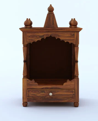 Udaipur Handicrafts Wood Temple/Mandir With One Drawer Storage