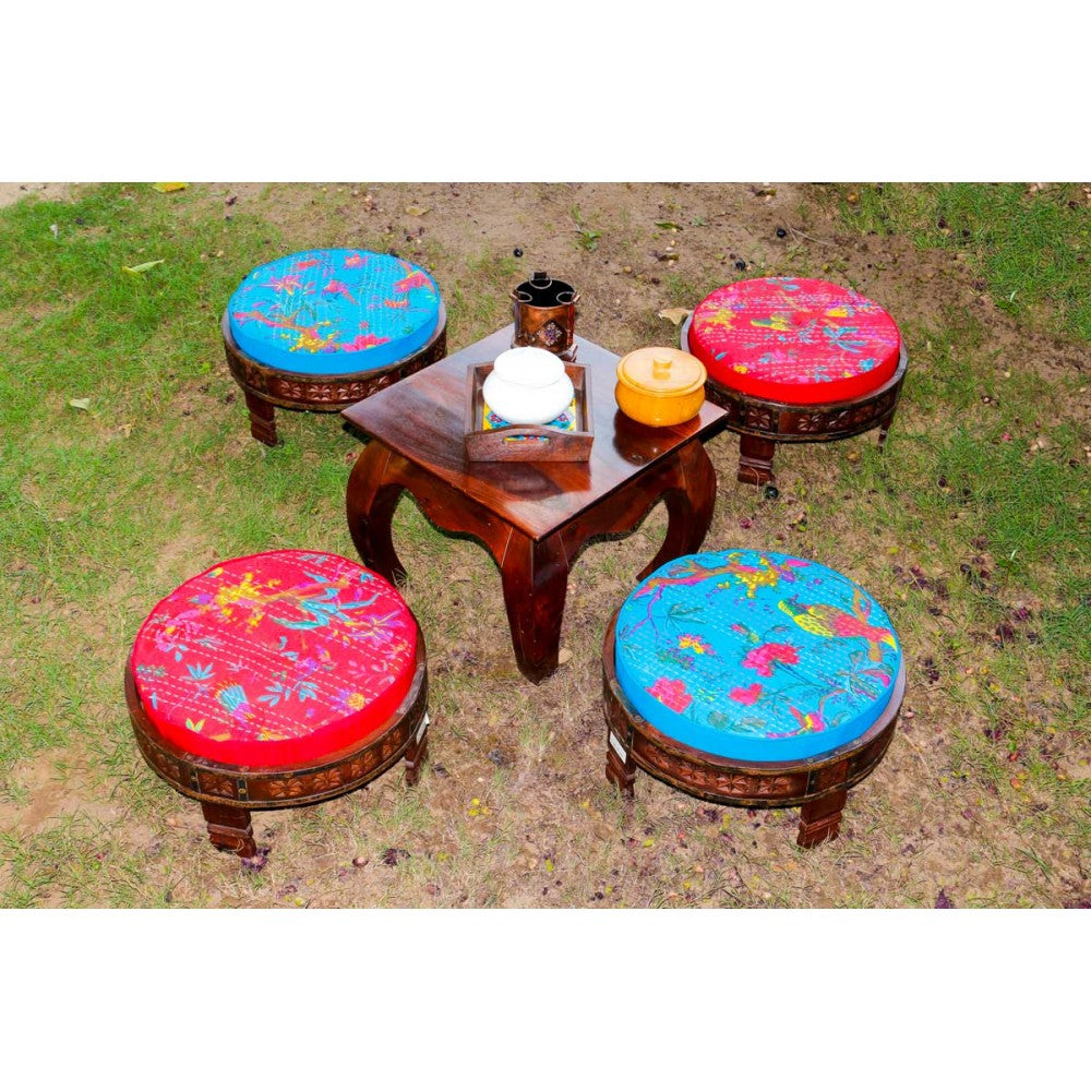 Red Seater Ethnic Rajasthani Upholstered Baithak