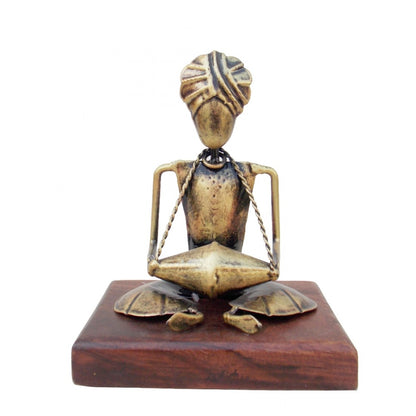 Fine Musician On Wooden Base - Dholak