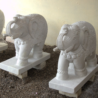 White Stone Elephant Pair