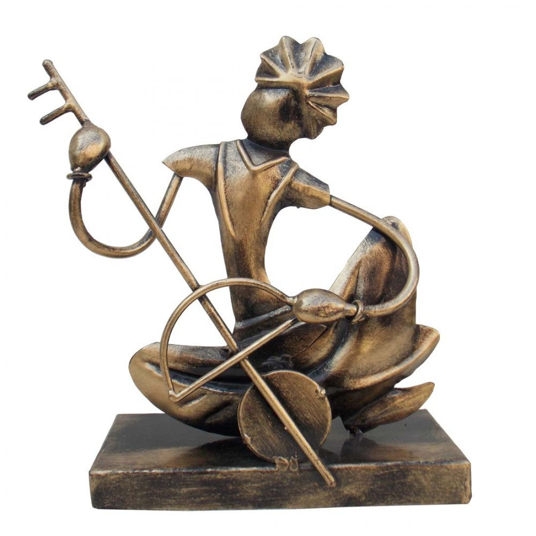 Iron Sitting Rajasthani Musician Golden Set Of Three