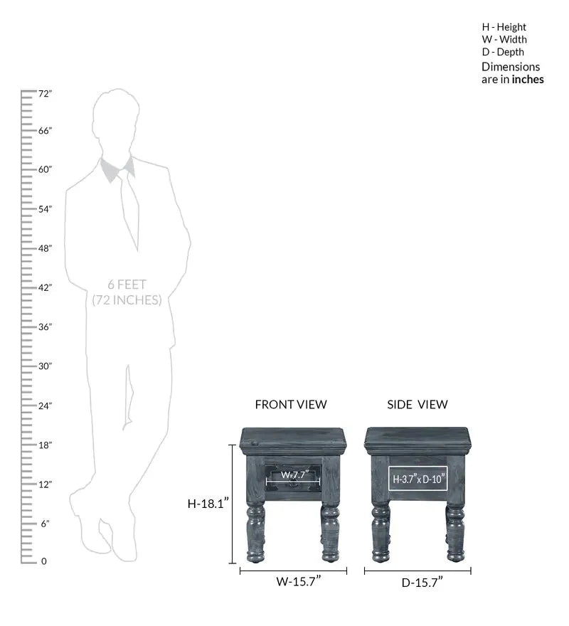 Udaipur Handicrafts Wood Bedside Table