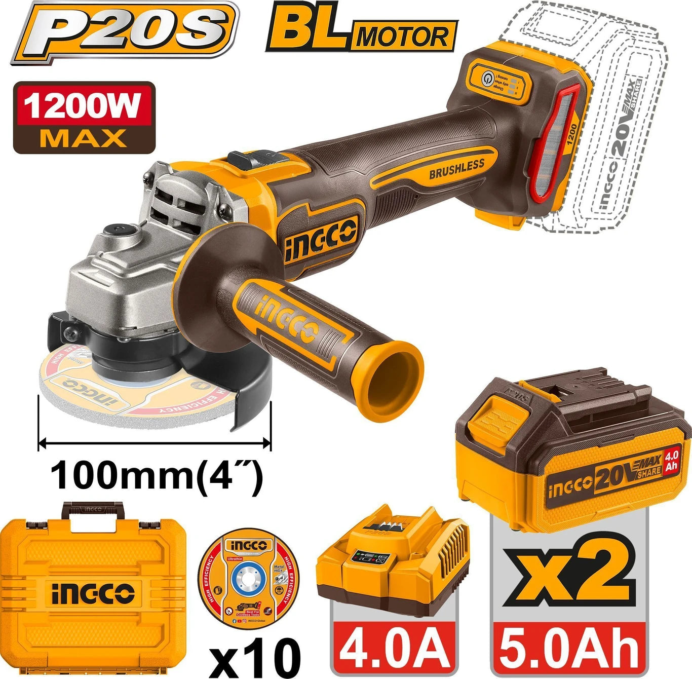 INGCO CAGLI2210032 Angle Grinder (100 mm Wheel Diameter)