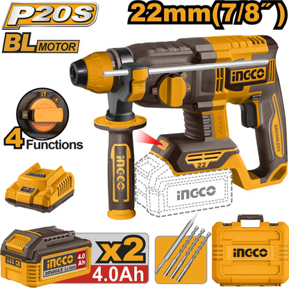 INGCO CRHLI212282 Rotary Hammer Drill (22 mm Chuck Size, 20 W)