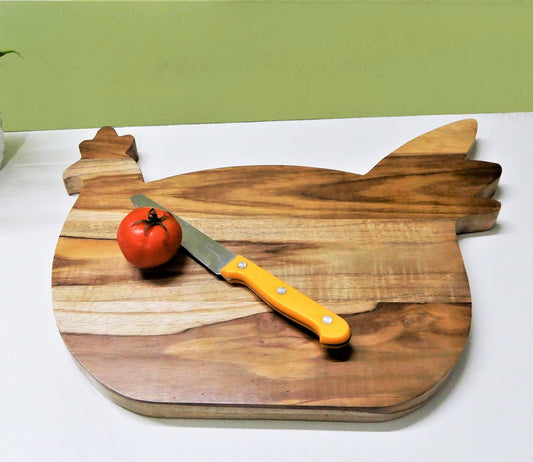 Udaipur Handicrafts Wood Brown Color Hen Shape Chopping Board
