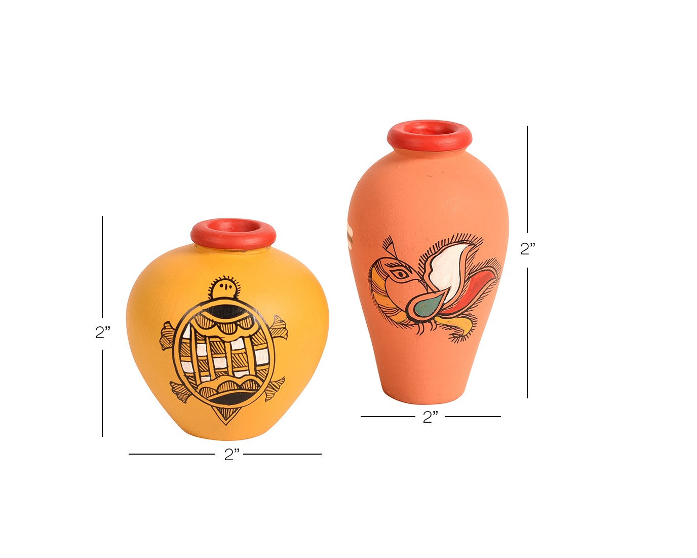 Udaipur Handicrafts Multicolor Wooden Shelf With Two Round Coaster Design Pots