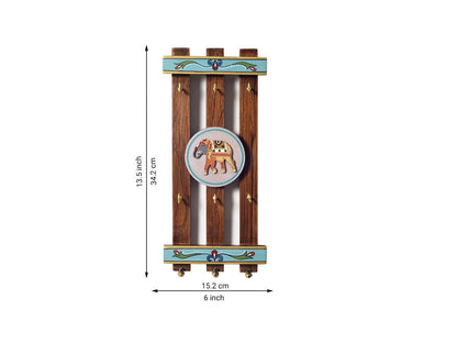 Udaipur Handicrafts Wood Elephants Stripped Key Hangers