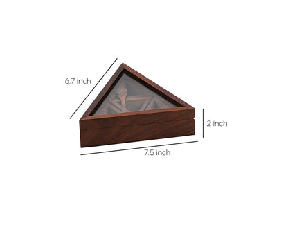 Udaipur Handicrafts  Wooden Spice Box In Triangle Shape With 4 Containers And Spoon