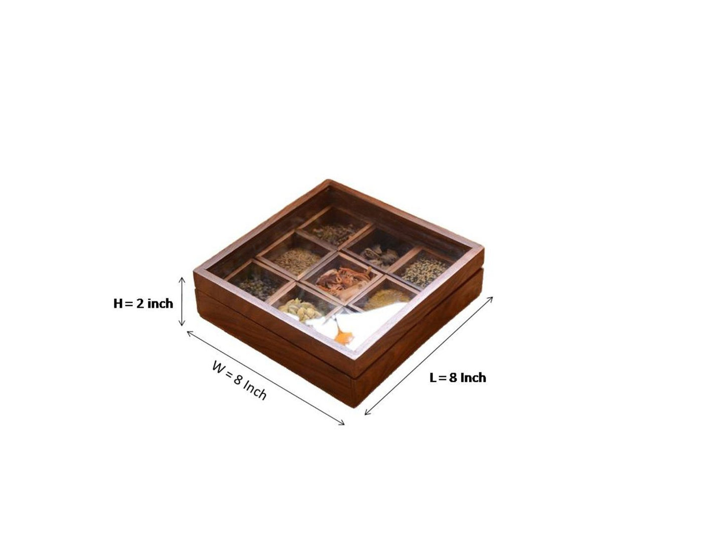Udaipur Handicrafts Brown Square Shape Wooden Masala Box