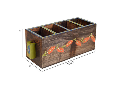 Udaipur Handicrafts  Wooden Autumn Leaf Cutlery Stand
