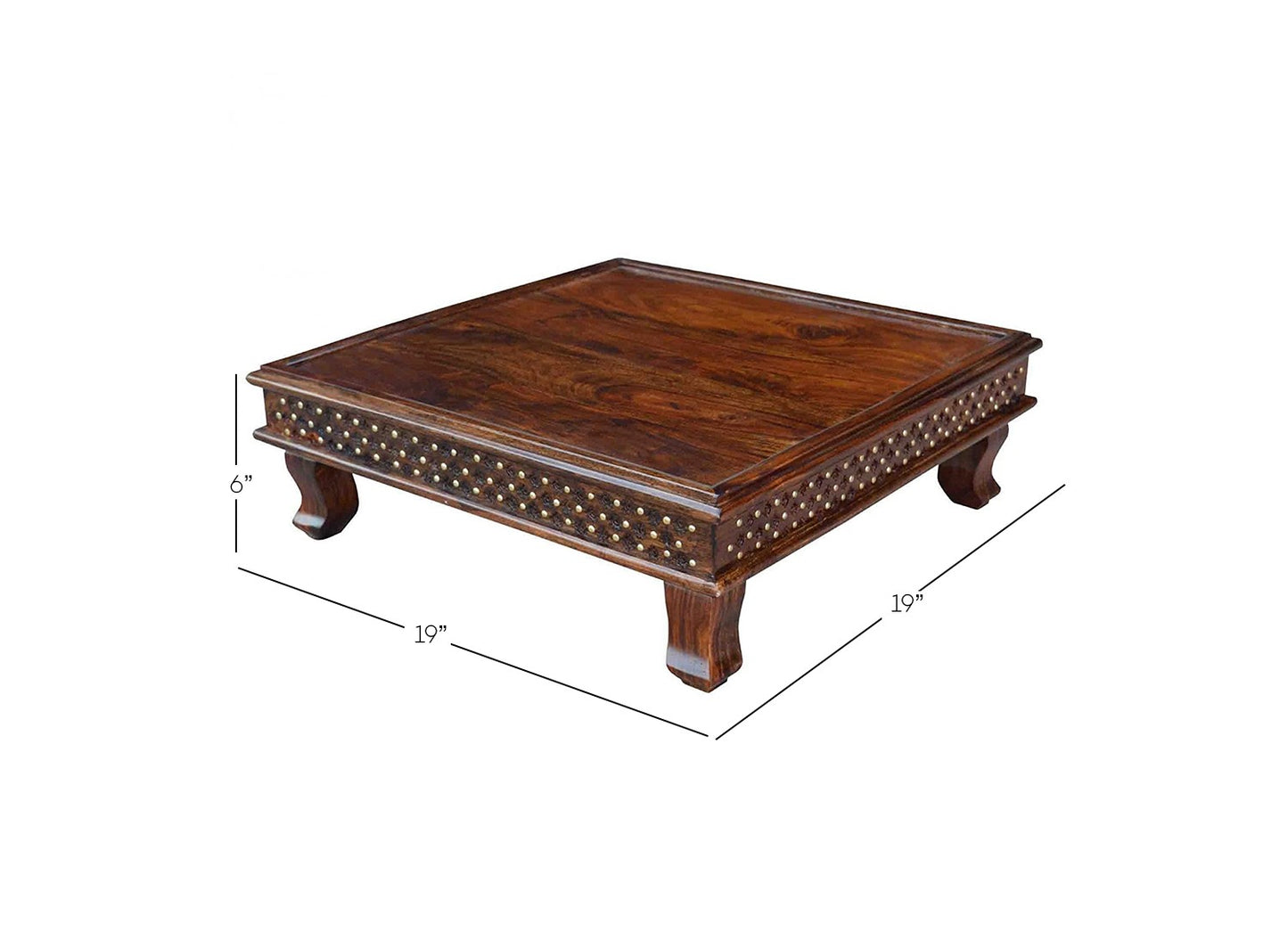 Udaipur Handicrafts Modern Style Brown And Golden Wooden Chowki