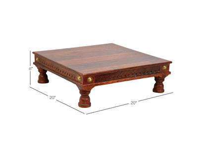 Udaipur Handicrafts Brown And Gold Wooden Chowki