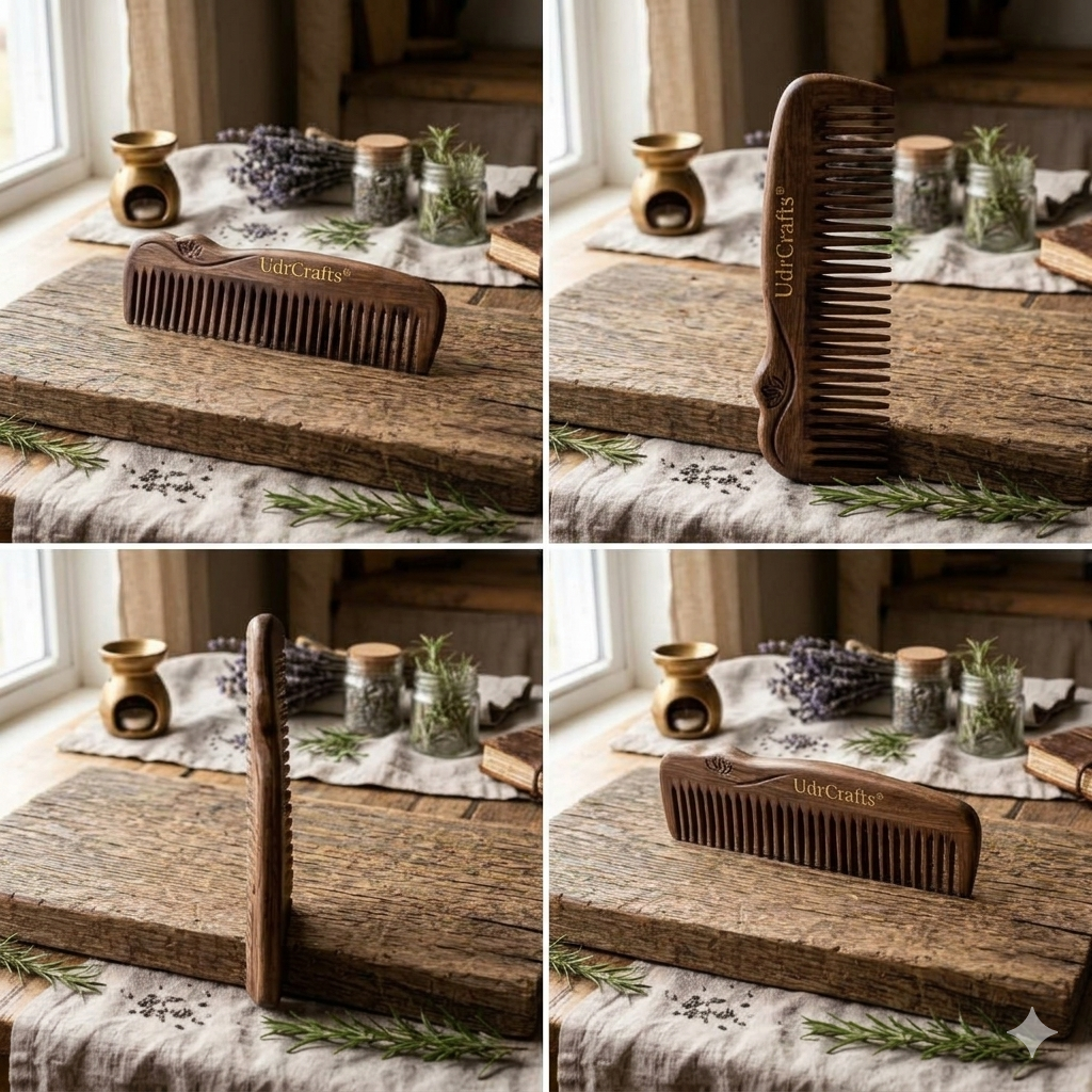 UdrCrafts® Luxury Handcrafted Wooden Hair Comb | Natural Eco-Friendly Wide Tooth Comb for Detangling & Daily Hair Care