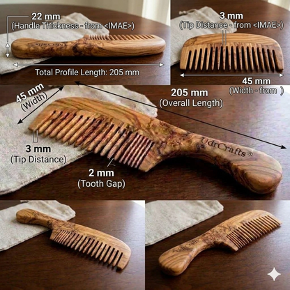 UdrCrafts® Luxury Handcrafted Wooden Comb | Anti-Static Wide Tooth Scalp Massager for Hair Growth