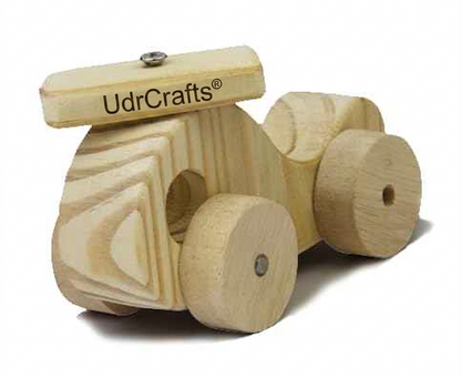 UdrCrafts® Natural Wooden Cars, Trucks & Helicpoter Toys Safe, Educational Toy Set for Toddlers Natural Wood Transportation Toys for Kids Eco-Friendly Transportation Play Set (Helicopter)