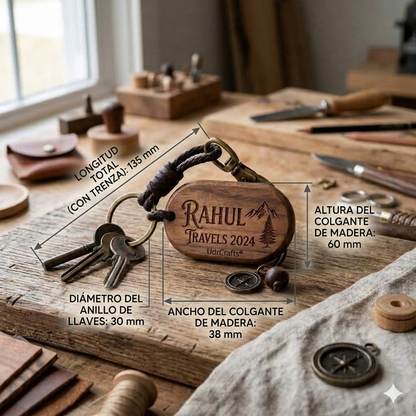 UdrCrafts Personalized Walnut Wood Keychain with Custom Name Engraving