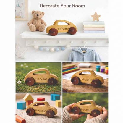 UdrCrafts® | Wooden Car Toy for Kids | Natural Neem Wood | Smooth Wheels | No Metal & Chemical Free | Eco-Friendly Toddler Toy | Model Name :- Shivi's 1st Car
