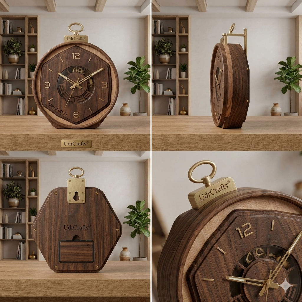 UdrCrafts® Modern Aesthetic Wood Clock - Customized Layered Square Timepiece for Home Decor, Corporate Gifting, Marriage Anniversary & Housewarming Gift