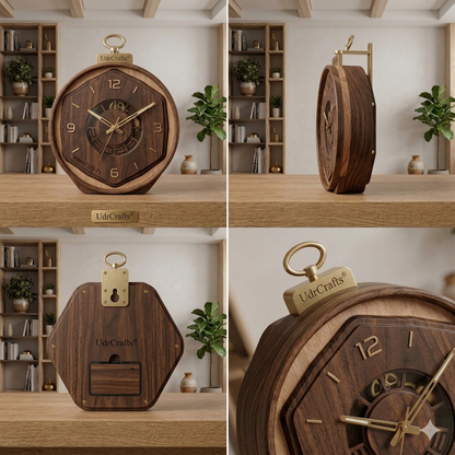 UdrCrafts® Modern Aesthetic Wood Clock - Customized Layered Square Timepiece for Home Decor, Corporate Gifting, Marriage Anniversary & Housewarming Gift