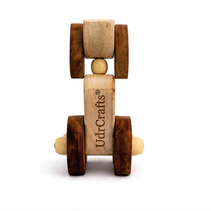 UdrCrafts® Wooden Dog Pull-Along Toy for Toddlers | Natural Solid Wood | Cotton Pull String | No Metal | Eco-Friendly & Plastic-Free | Smooth Rolling Wheels | Nursery Decor Toy (1.5–4 Years)