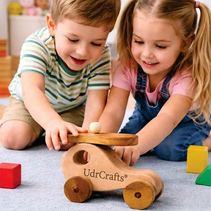 UdrCrafts® Wooden Helicopter Toy for Kids | Natural Neem Wood | Smooth Wheels | No Metal & Chemical Free | Eco-Friendly Toddler Toy