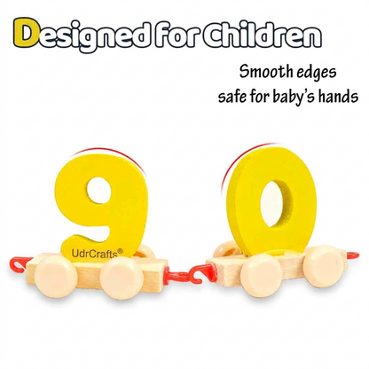 UdrCrafts® Wooden Digits 0 to 9 Number Train | Digits Number 0 to 9 Wooden Toy Train for Early Educational Kids (Multicolor)