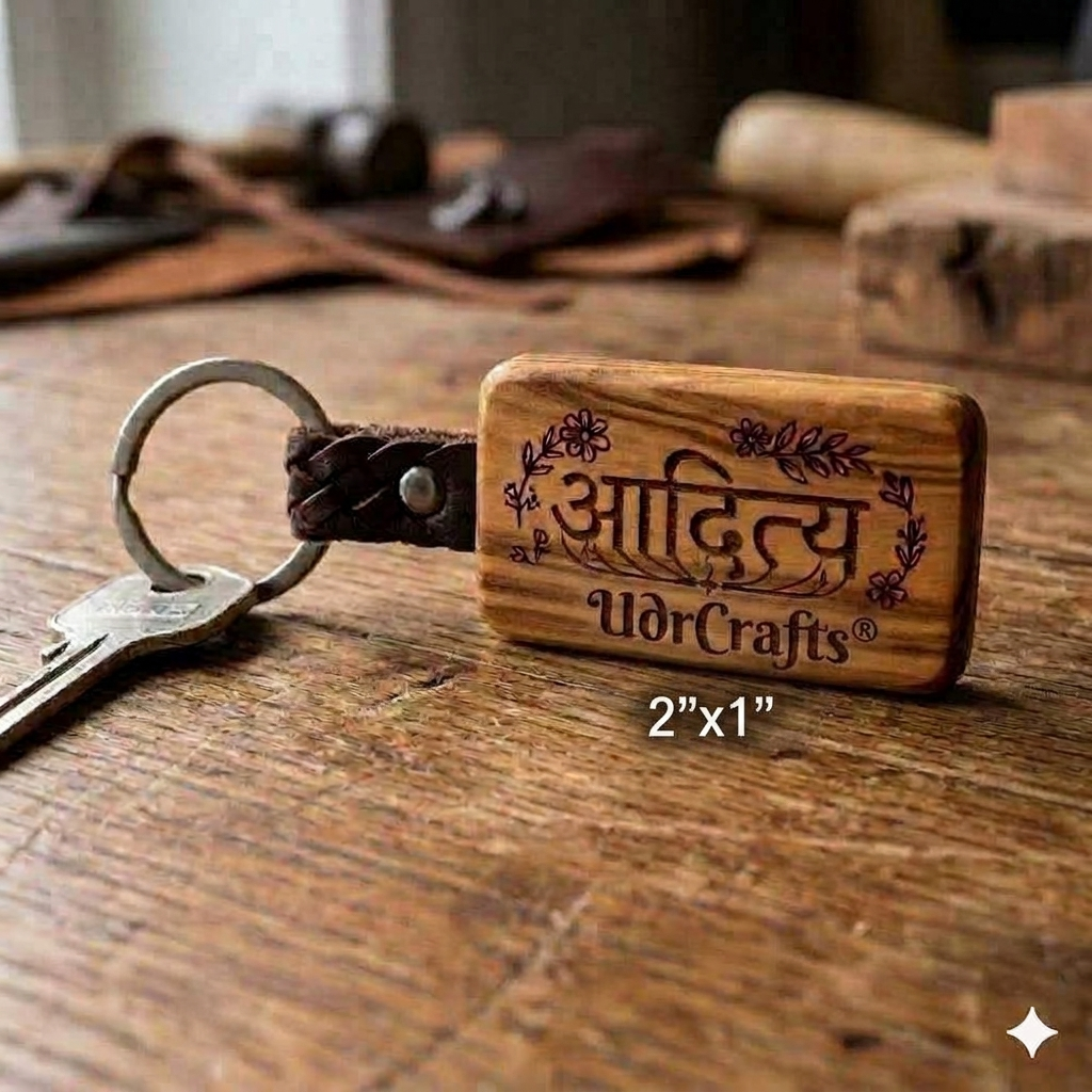 UdrCrafts® Personalized Wooden Name Key Chain (Customized Name / Naam Wala Keychain) | Premium Wood & Leather Keyring for Gift, Car & Bike