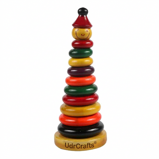 UdrCrafts® Wooden Stacking Rings Game Toy for Kids - Develop Hand-Eye Coordination & Fine Motor Skills (1 Year+) - 10 Rings, Multicolor (1 pieces)