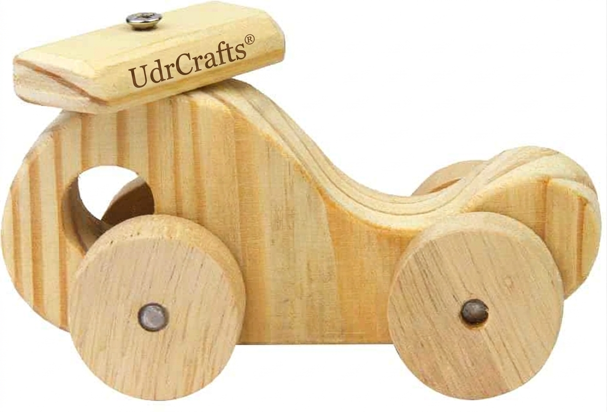 UdrCrafts® Natural Wooden Cars, Trucks & Helicpoter Toys Safe, Educational Toy Set for Toddlers Natural Wood Transportation Toys for Kids Eco-Friendly Transportation Play Set (Helicopter)