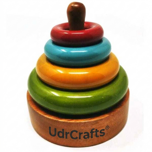 UdrCrafts® Simple Stacker Colored for Toddlers | First Montessori Stacker Ring Toy for 8M+ Baby Boy and Girl | Fine Motor Development Toy | Helps in Visual Perception & Problem Solving Activities