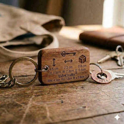 UdrCrafts® Personalized Wooden Name Keychain | Custom Engraved Walnut Wood Keyring for Car, Bike & Home Keys