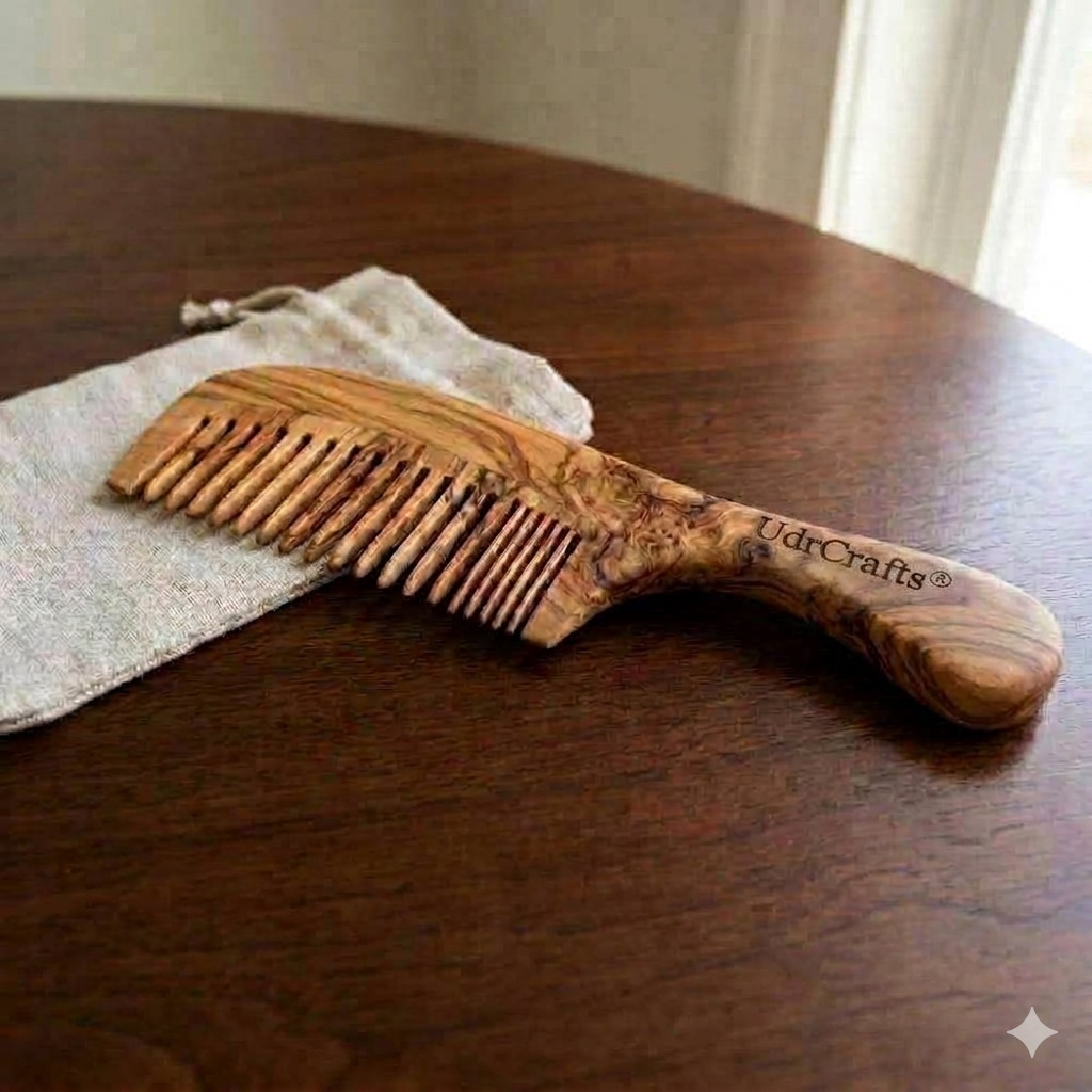 UdrCrafts® Luxury Handcrafted Wooden Comb | Anti-Static Wide Tooth Scalp Massager for Hair Growth