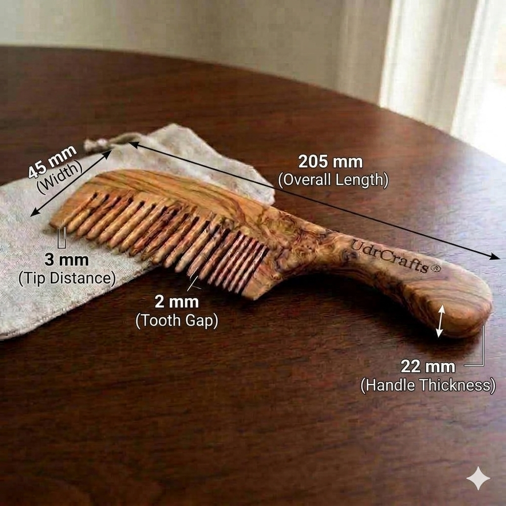 UdrCrafts® Luxury Handcrafted Wooden Comb | Anti-Static Wide Tooth Scalp Massager for Hair Growth