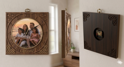 UdrCrafts® Custom Photo Wall Clock - Personalized Wooden Square Clock with Family Picture for Anniversary, Birthday, Marriage & Home Decor