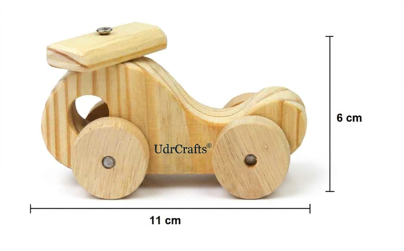 UdrCrafts® Natural Wooden Cars, Trucks & Helicpoter Toys Safe, Educational Toy Set for Toddlers Natural Wood Transportation Toys for Kids Eco-Friendly Transportation Play Set (Helicopter)