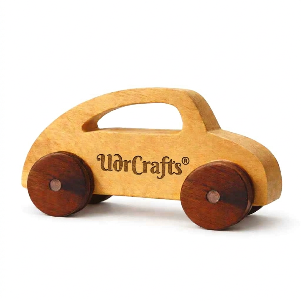 UdrCrafts® | Wooden Car Toy for Kids | Natural Neem Wood | Smooth Wheels | No Metal & Chemical Free | Eco-Friendly Toddler Toy | Model Name :- Shivi's 1st Car