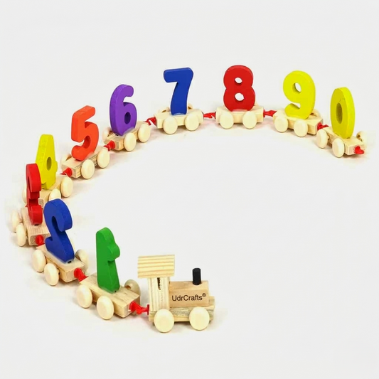 UdrCrafts® Wooden Digits 0 to 9 Number Train | Digits Number 0 to 9 Wooden Toy Train for Early Educational Kids (Multicolor)